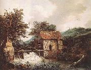 RUISDAEL, Jacob Isaackszon van Two Watermills and an Open Sluice near Singraven painting